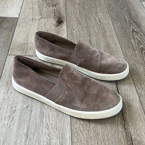 Vince Suede Slip On Shoes Taupe